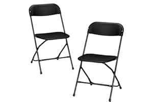 ‎LEADZM LEADZM 2er-Set Klappstühle aus Kunststoff, Tragbare Bürostuhl,Metallgestell aus Stahl, 158 KG, Geeignet für Partys, Hochzeiten, Picknicks,Campingstühle,Drinnen und Draußen… (2pcs-Schwarz)
