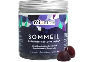 MIUM LAB GUMMIES EXPERTISE Mium Lab - Endormissement rapide - Sommeil naturel - Mélatonine (1,9mg) & Plantes Hautement dosée - Cure 21 jours - Arômes Naturels Mûres et Myrtille - Fabriqué en France