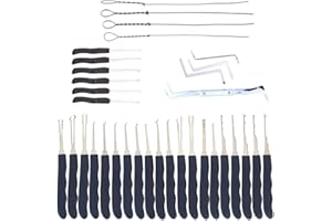 Loboo Idea 34 szt. zestaw wytrychów z haczykami, zestaw do wytrychów z plastikową torbą, 34 szt. różnych szydełek, klucze, plastikowe etui do wytrychów