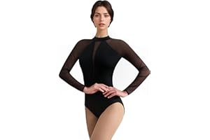 DANSHOW Ballet Leotard for Women Dance Black Long Sleeve Leotard for Ballet Dance Dancewear Leotard for Gymnastics