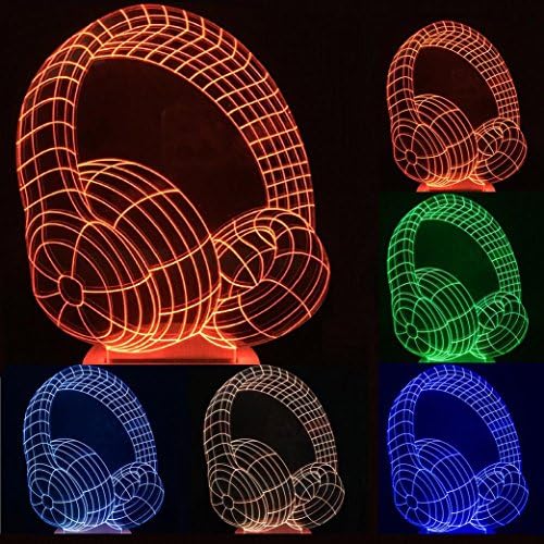 WAOBE 3D Small Night Light Personality LED Lamp Acrylic Lamp Colorful USB Remote Control Color Lamp Creative Wooden Seat Earphone Lamp