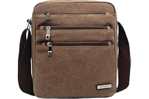 Vohoney Herren-Schultertaschen Umhängetasche Herrentasche Klein Crossbody Bag Handtasche Tasche Umhängen Messenger Bag Handgelenktasche Canvas Vintage Shoulder Bag (Braun Umhängetasche)