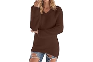 Wyongtao Pull Femme Polaire Chaud Pull Femme Hiver Cachemire Haut De Mode À Manches Longues Léger Sweat en Tricot Couleur Unie Tops Informal pour Française Vetement Chic Et Elegant Sweater Elástique