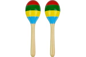 A-Star Wooden Multi Coloured Maracas - Pair - 22 cm Shaker, Educational Rhythm Instrument for Children