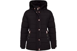 Spindle Women's Designer Warm Winter Parka Quilted Hooded Long Coat Jacket- Fleece Lined Body Zip Pockets