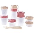 BÉABA Lot De 2 Gourdes Réutilisables BabySqueez' 180 Ml - Silicone Souple, Bouchon Sécurité, Embouts 1er & 2e Âge, Idéal Pour Compotes Maison - Bleu