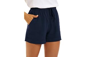 NEYOUQE Womens Casual Shorts Elastic Waist Drawstring Shorts Summer Fashion Solid Loose Fit Pants with Pockets