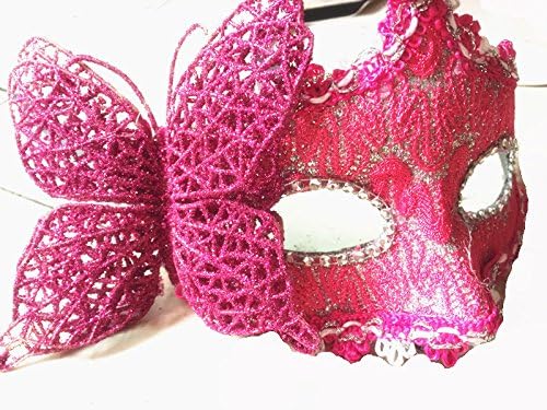 XGMSD Halloween Masquerade Princess Mask Venice Patch Painted Party Goggles Men And Women With Flowers Butterfly Models,Rosered