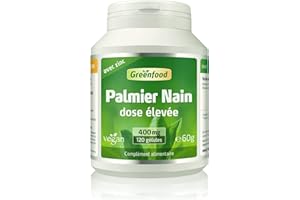 Greenfood Palmier Nain, 400 mg, extrait à dose élevée (75%), 120 gélules - sans additifs artificiels. Sans génie génétique. Vegan.