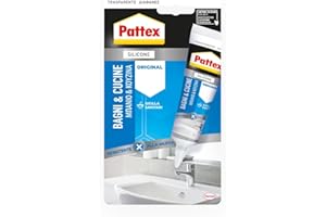 Pattex Bagni&Cucine Original Silicone Trasparente Sigillante, Silicone Cucina e bagno multimateriale e impermeabile, Sigillante Doccia per sanitari, 1 Tubo da 50 ml