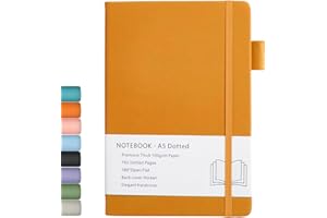 BEINUSHOR Cuaderno Dotted Journal con Tapa Dura con Papel Grueso Premium de 100gsm, Lazo Para Bolígrafo, Bolsillo Interior, Bandas Elásticas, 192 Páginas/Hojas, 14,5 x 21,3 cm
