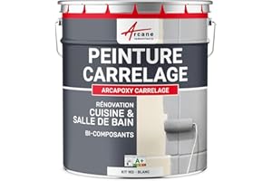 ARCANE INDUSTRIES Peinture carrelage Cuisine & Salle de Bain, résine bi-composante : Arcapoxy carrelage - 1 kg (jusqu'à 10 m² en 2 Couches) Blanc - RAL 9003