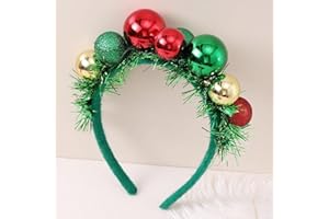 Clataly Nastro verde e palline ornamentali Fascie per capelli Albero di Natale Fascia per capelli Xmas Accessori per capelli per feste e Cosplay (A)