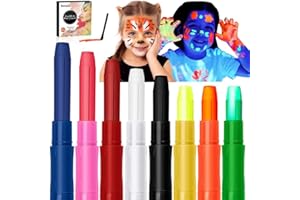 Beesjuy Pinturas Cara para Niños, 8Colores(3UV) Pinturas para La Cara, No Toxica,Lavable, Pintura Corporal Embarazadas, para Disfraces,Fiestas Infantiles,Fiestas o Festivales de Música(8 colores 3UV)