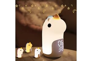 WOUKKSY Dziecięcy Budzik świetlny, Budzik Dziecięcy W Kształcie Jednorożca, Z Funkcją Drzemki, 3-kolorowa Lampka Nocna Z Możliwością Ladowania, Prezenty Dla Dzieci Chłopców Dziewcząt - Fioletowy (Niebieski)