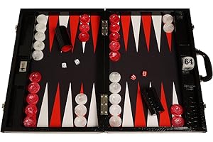 Wycliffe Brothers 21" Tournament Backgammon Set - Black Croco Board with Black Field - Gen III