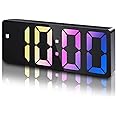 YYAOEMI Bedside Digital Alarm Clock, Large LED Mirror Electronic Clock with Temperature, Snooze, Date, Adjust Brightness, Voice Control, Bedroom Bedside Clock, Living Room Home Decor