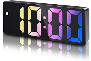 YYAOEMI Bedside Digital Alarm Clock, Large LED Mirror Electronic Clock with Temperature, Snooze, Date, Adjust Brightness, Voice Control, Bedroom Bedside, Living Room Home Decor