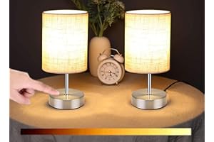 Lightsjoy 2 Pack Bedside Lamps Touch Dimmable Nightstand Lamp Bedroom 3 Level Brightness Table Light for Living Room Office Hotel Cafe Restaurant (Include 2 Warm White E14 Bulbs) Round