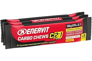 Enervit, Carbo Chews C2:1PRO, Caramelle Gommose con Maltodestrine e 30g di Carboidrati, Gusto Arancia, Per Attività di Lunga Durata ad Alta Intensità, Senza Glutine, 3 Confezioni da 6 Caramelle