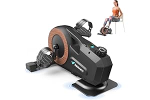 MERACH Under Desk Bike Pedal Exerciser, Mini Exercise Bike with 8-Level Magnetic Resistance, LCD Display & Anti-Slip Base, Eco-Friendly Portable Desk Bike for Office, Home, or Rehab