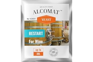 Alcomat Weinhefe für die Wiederaufnahme der Gärung Restart Yeast, Gärhefe Wein auf 25 bis 30 Liter, Hefe Trockenhefe Alkoholverträglichkeit bis 18%, 1 Stück