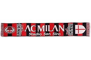 3R SPORT SRL Sciarpa Ufficiale Milan Modello Stadio San Siro 100% Acrilico Rosso Nero Unisex Prodotta su Licenza del Club, Taglia unica