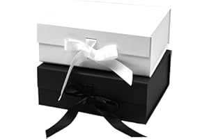 GOOMP Caja de Regalos Grande,2pcs 33x27x12cm Cajas Regalo Navidad Cajas de Galletas de Navidad para Bombones,Dulces,Chocolates,Comida de,Blanco y Negro