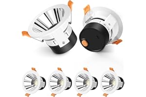 ‎ALUSSO ALUSSO LED Einbaustrahler 230V 7W 600lm LED Blendfrei Einbauleuchten, 3000K Warmweiß 4000K Neutralweiß 6400K Kaltweiß Auswählbar, Nicht Dimmbar Deckenspots für Küche, Wohnzimmer, Schlafzimmer, 6er Set
