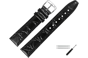 MARBURGER Uhrenarmband 18mm Leder Kroko (Caiman) Prägung Mit Naht - Werkzeug Montage Set 52918