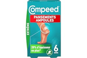 Compeed® - 6 Pansements Ampoules Extrême Hydrocolloïde - Effet Seconde Peau - Cicatrisation Rapide - Moyen Format (6,8 x 4,2 cm)