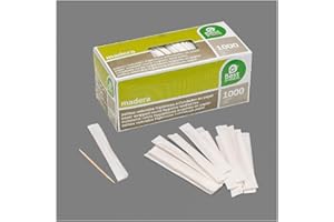 BEST PRODUCTS GREEN Palillos Madera Redondos Envasados Individual en Papel Caja de 1.000 unidades