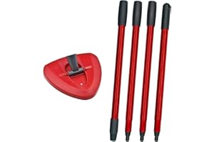 YUUNAIE Mop Replacement Handle 4 Section Replacement Base with Scrub Brush Head Set Compatible with Vileda Spin EasyWring Mop Accessories for Floor Cleaning