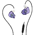 Yinyoo KBEAR Storm in-Ear Headphones, 1DD Wired Earphones Wired Earbuds IEM with Crystal Clear Sound, 3.5mm Plug in Ear Monitor Headphones for Musician Singer Music (Clear-Purple, With mic)