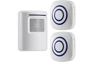 GZCRDZ wireless Driveway Alert: porta campana campanello di allarme con 2 ricevitore e 1 sensore di movimento a infrarossi -38 Chime Tunes - indicatori LED