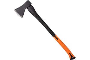 Mivos yxa 1 250 g med glasfiberhandtag och kolstålblad – längd: 80 cm – fällyxa för bearbetning av trä – spaltaxt med gummera