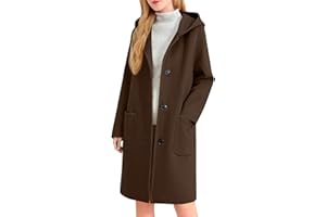 Generisch Women's Winter Jacket with Hood Transition Jacket Medium Length Fleece Jacket Warm Lined Elegant Winter Coat Long Modern Coat Jacket for Everyday Leisure and Office