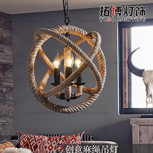 Winson Stylish design Elegant Vintage Style Pendant ceiling Light Shade Stylish Pendant Lights American Ball ,430mm sisal twine