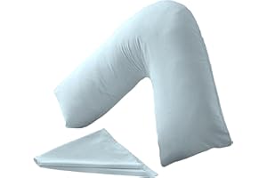 Bronwen Mathews V Shaped Pillowcase, Orthopedic, Nursing, Maternity Neck Support V Pillow Cover Only (V Pillowcase, SpaBlue)