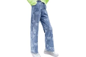 Onsoyours Jeans Bambino Pantaloni Lunghi in Denim Blu Dritto Fori Vintage per Bambini Hip Hop Ragazza Pantalone Tuta Casual con Tasche Ragazze Pants