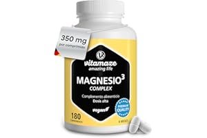 VITAMAZE - AMAZING LIFE Vitamaze® Magnesio Complex de 350 mg Magnesio Puro Elemental, 180 Comprimidos Vegano Durante 6 Meses, Óxido de Carbonato de Citrato de Magnesio, sin Aditivos Innecesarios