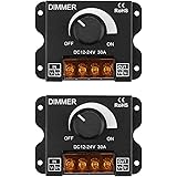 Dimmer per strisce luminose a LED da 2 pezzi, controller di regolazione PWM DC 12V-24V 30A, manopola dimmer per regolare la l
