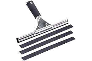 TETEWEVER Raclette à Vitre Professionnelle 30 cm en Acier Inoxydable Avec 3 Lèvres Caoutchouc Noir - Pour Nettoyer et Sécher Le Verre, Le Carrelage, Les Fenêtres