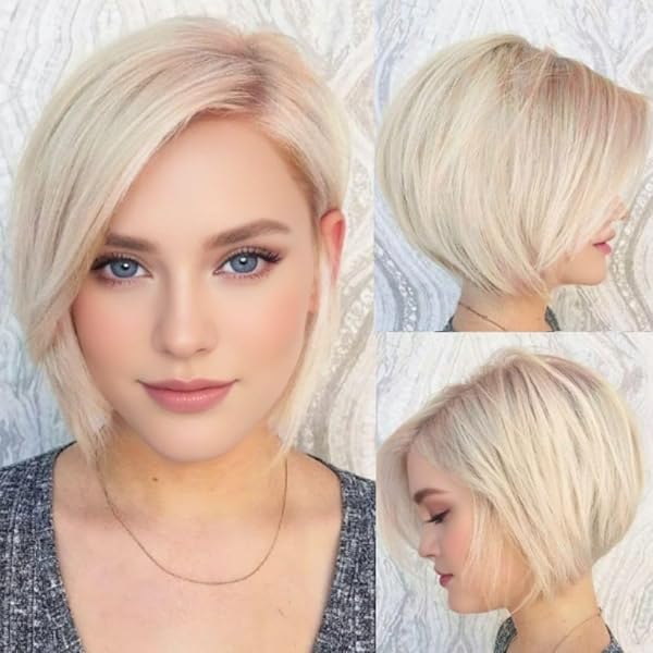 Perücke Kurz Longbob Mittelscheitel Blond Mix Modell: YZF-4360 Kaufen