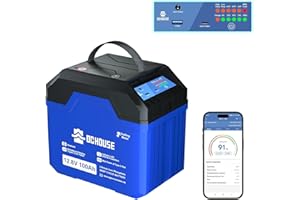 DCHOUSE 12V 100ah batterie LiFePO4,batterie marine pour moteur de remorque avec port USB-a,DC,type-C,100A BMS, jusqu'à 15000 batteries à cycle profond pour wohnmobil, moteur de remorque, camping