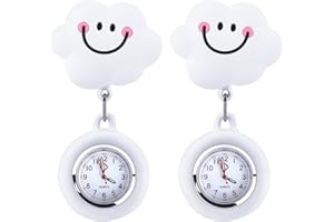CRESBEL Orologi da infermiera: 2 pezzi carino orologio bianco sorella orologio da tasca, portatile multifunzione retrattile orologio da tasca infermiera, spilla movimento al quarzo, orologio da tasca