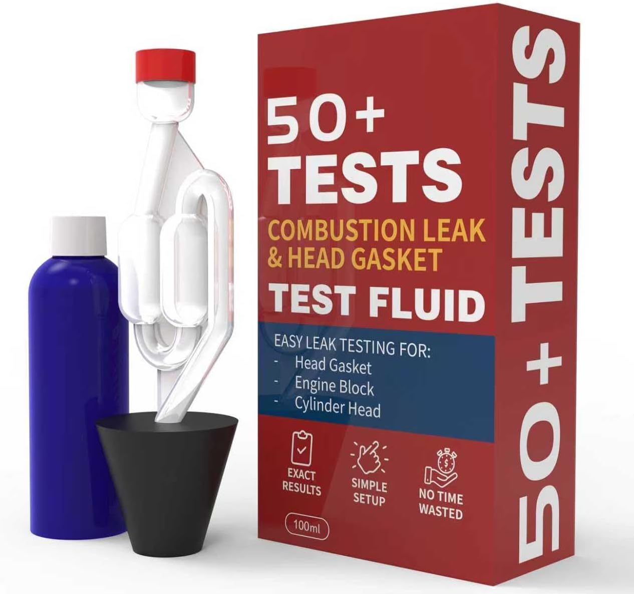 HayaTech - Comprobador Junta Culata CO2 Universal - hasta 50 Tests - Detector Junta Culata Detector Fugas de Gases de Combustión Block Tester para Motores Diésel y Gasolina Kit de Diagnóstico Rápido