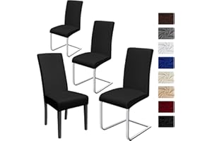 BalladHome Housse de Chaise Décor 4 Pièces Housse Chaise Extensible Couverture de Chaise Spandex élastique Universel et Facile à Nettoyer pour Diverses Occasions (4 Pièces, Noir)-J