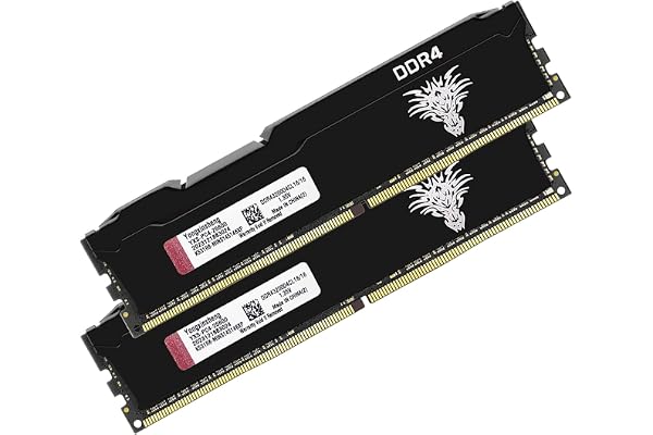 Yongxinsheng DDR4 3200MHz 32Go Kit (2x16Go) Desktop RAM PC4-25600 XMP 2.0 UDIMM Non-ECC Unbuffered 1.35V 288 Pin CL16 PC Computer Mémoire Ram Barette Upgrade Module pour Ordinateur de Bureau (Noir)
