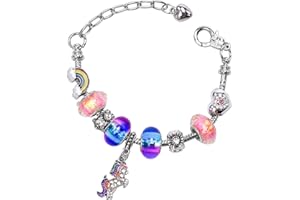 KAONESS Bracelet à Breloques pour Filles Bracelet Licorne Bijoux en Cristal Bracelet Anniversaire Scintillant Chaîne en Argent avec Pendentif Licorne pour les Filles et Les Enfants Cadeau Cadeau Christmas